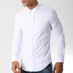 Remise ⭐ Chemise Manches Longues Slim Fit 112 Blanc de LBO ⭐ -France LBO Soldes Boutique lbo 103626 FAB SHALBO 112 20181015T154336 02
