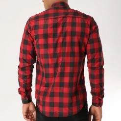 Vente flash ❤️ Chemise Manches Longues Slim Fit 159 Carreaux Noir Rouge de LBO 👍 -France LBO Soldes Boutique lbo 103638 FAB SHALBO 159 20181009T164436 05