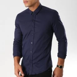 Nouveau ⭐ Chemise Manches Longues Slim Fit 293 Bleu Marine de LBO ❤️ -France LBO Soldes Boutique lbo 112276 FAB SHALBO 293 20181009T164617 03