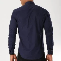 Nouveau ⭐ Chemise Manches Longues Slim Fit 293 Bleu Marine de LBO ❤️ -France LBO Soldes Boutique lbo 112276 FAB SHALBO 293 20181009T164619 04