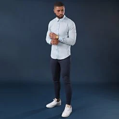 Top 10 😉 Chemise Manches Longues Slim Fit 294 Bleu Clair de LBO ⌛ -France LBO Soldes Boutique lbo 112277 FAB SHALBO 294 20200319T150238 05