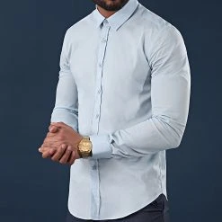Top 10 😉 Chemise Manches Longues Slim Fit 294 Bleu Clair de LBO ⌛ -France LBO Soldes Boutique lbo 112277 FAB SHALBO 294 20200319T150242 06