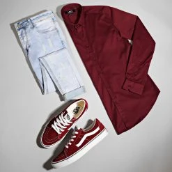 Offres 👏 Chemise Manches Longues Slim Fit 401 Bordeaux de LBO 🎉 -France LBO Soldes Boutique lbo 129494 FAB SHALBO 401 TPDT 20210831T075704 05