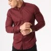Offres 👏 Chemise Manches Longues Slim Fit 401 Bordeaux de LBO 🎉 -France LBO Soldes Boutique lbo 129494 fab shalbo 401 20180828T180843 01