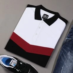 Bon marché ⭐ Polo Manches Courtes Tricolore Retro 427 Noir Blanc Bordeaux de LBO 😉 -France LBO Soldes Boutique lbo 136676 FAB SHALBO 427 20200224T112609 04