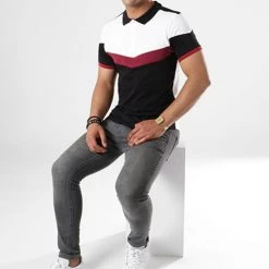 Bon marché ⭐ Polo Manches Courtes Tricolore Retro 427 Noir Blanc Bordeaux de LBO 😉 -France LBO Soldes Boutique lbo 136676 fab shalbo 427 20180903T143417 02