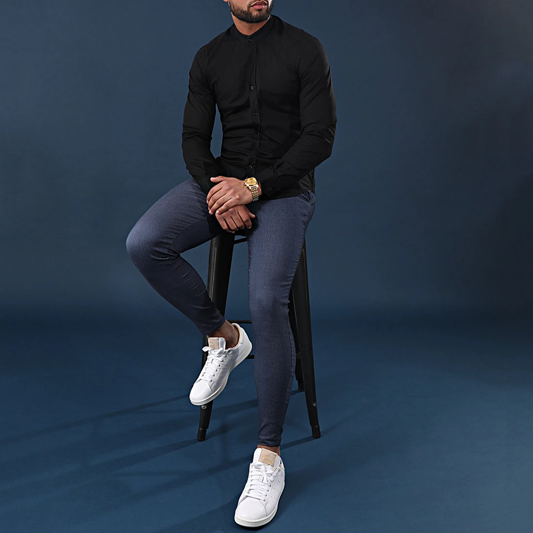 Grosses soldes 🔔 Chemise Manches Longues Col Mao Slim Fit 403 Noir de LBO ❤️ 8 Grosses soldes 🔔 Chemise Manches Longues Col Mao Slim Fit 403 Noir de LBO ❤️ – Image 6