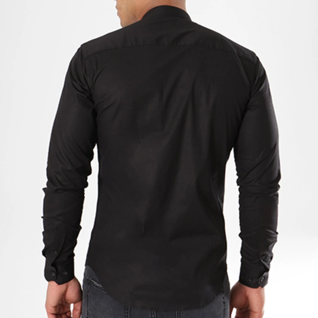 Grosses soldes 🔔 Chemise Manches Longues Col Mao Slim Fit 403 Noir de LBO ❤️ 6 Grosses soldes 🔔 Chemise Manches Longues Col Mao Slim Fit 403 Noir de LBO ❤️ – Image 4