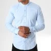 Meilleure affaire 🎉 Chemise Manches Longues Col Mao Slim Fit 405 Bleu Clair de LBO 🧨 -France LBO Soldes Boutique lbo 136704 fab shalbo 405 20180903T143458 04