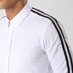 Promo ❤️ Chemise Manches Longues Avec Bandes Slim Fit 460 Blanc de LBO 😉 -France LBO Soldes Boutique lbo 141840 FAB SHALBO 460 20190419T140527 03