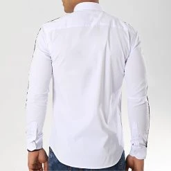 Promo ❤️ Chemise Manches Longues Avec Bandes Slim Fit 460 Blanc de LBO 😉 -France LBO Soldes Boutique lbo 141840 FAB SHALBO 460 20190419T140529 04