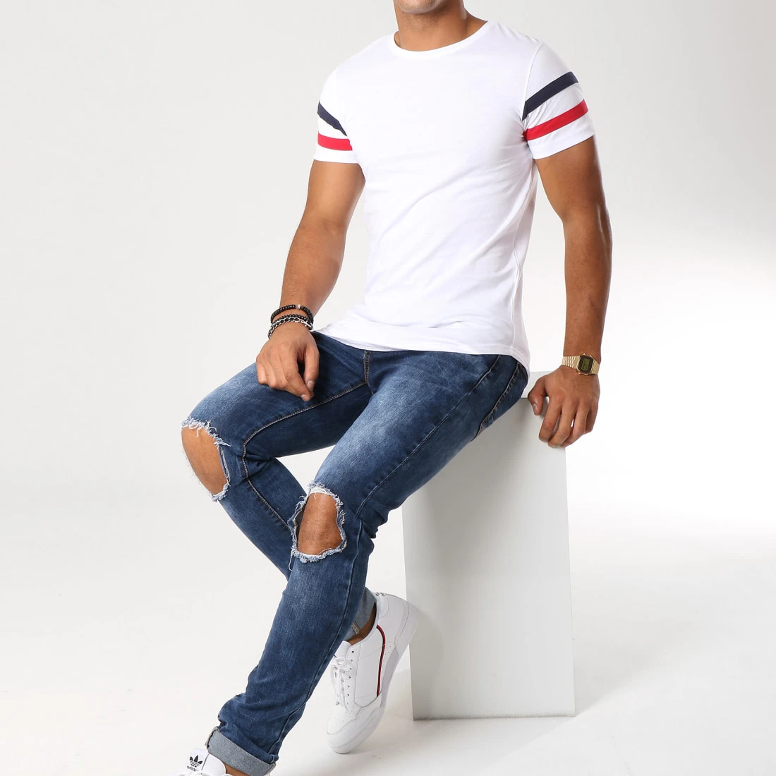 Acheter ❤️ Tee 🔥 Shirt Oversize Avec Bandes Tricolore 471 Blanc de LBO ⭐ 4 Acheter ❤️ Tee 🔥 Shirt Oversize Avec Bandes Tricolore 471 Blanc de LBO ⭐ – Image 2
