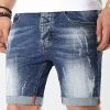 Meilleure vente ❤️ Short Jean Avec Dechirures LB054-B1 Bleu Brut de LBO 💯 -France LBO Soldes Boutique lbo 164506 FAB LBO LB054 B1 BRUT DESTR 20190305T153120 01