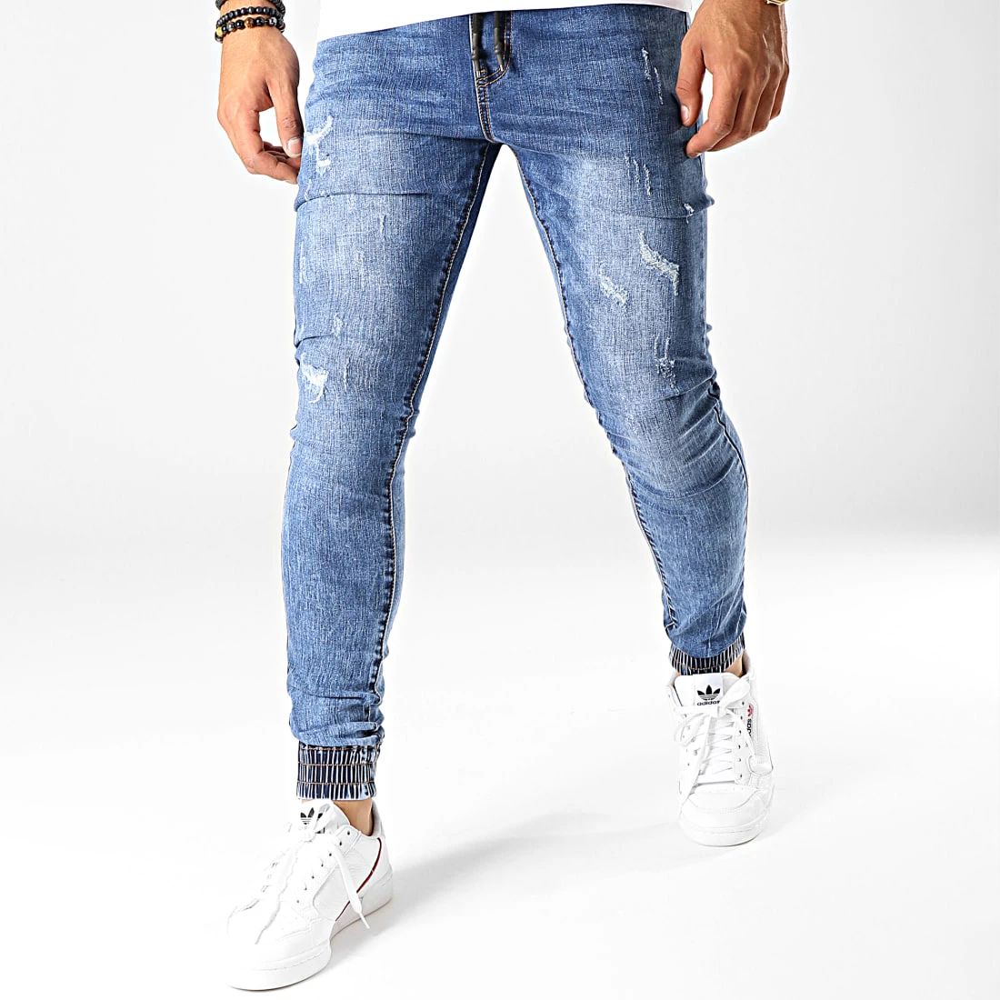 Vente flash 💯 Jogger Pant Skinny Jeans Avec Dechirures LC20180426-1D Denim Bleu Medium de LBO ✨ 3 Vente flash 💯 Jogger Pant Skinny Jeans Avec Dechirures LC20180426-1D Denim Bleu Medium de LBO ✨
