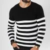 Le moins cher 🛒 Pull Avec Rayures Mariniere JUM-02 Noir de LBO 🔔 -France LBO Soldes Boutique lbo 180508 FAB LBO 1006 JUM 02 20190909T084621 04