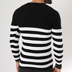 Le moins cher 🛒 Pull Avec Rayures Mariniere JUM-02 Noir de LBO 🔔 -France LBO Soldes Boutique lbo 180508 FAB LBO 1006 JUM 02 20190909T084623 05