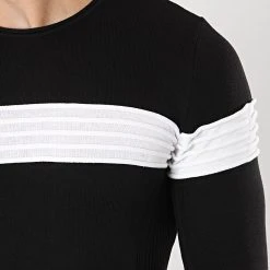 Meilleur prix 😀 Pull Avec Bande Blanche JUM-05 Noir de LBO 😉 -France LBO Soldes Boutique lbo 180511 FAB LBO 1006 JUM 05 20190906T115552 03