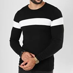 Meilleur prix 😀 Pull Avec Bande Blanche JUM-05 Noir de LBO 😉 -France LBO Soldes Boutique lbo 180511 FAB LBO 1006 JUM 05 20190906T115554 04