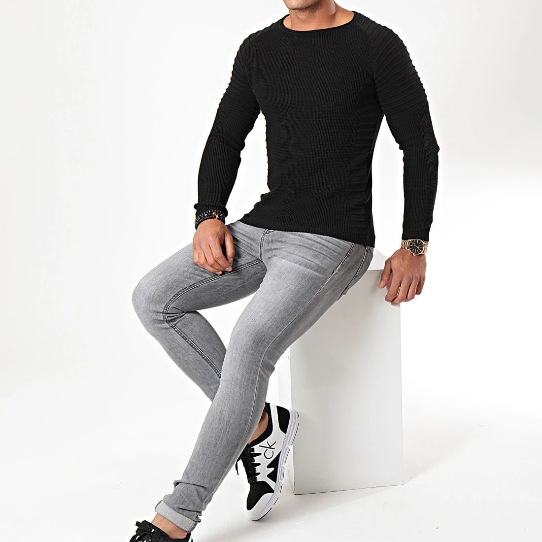 Coupon 🔥 Pull Avec Empiecement Uni JUM-09 Noir de LBO ❤️ 4 Coupon 🔥 Pull Avec Empiecement Uni JUM-09 Noir de LBO ❤️ – Image 2