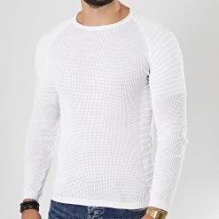 Sortie 😍 Pull Avec Empiecement Uni JUM-10 Blanc de LBO ✔️ -France LBO Soldes Boutique lbo 180516 FAB LBO 1006 JUM 10 20190906T114617 01
