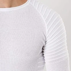 Sortie 😍 Pull Avec Empiecement Uni JUM-10 Blanc de LBO ✔️ -France LBO Soldes Boutique lbo 180516 FAB LBO 1006 JUM 10 20190906T114620 03