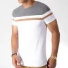 Vente flash 💯 Tee Shirt Slim Fit Tricolore 727 Anthracite Blanc Camel de LBO 🥰 -France LBO Soldes Boutique lbo 181051 FAB SHALBO 727 20190527T165921 01