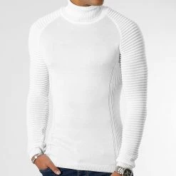 Remise 😉 Pull Col Roulé Avec Empiecement JUM-14 Blanc de LBO ⌛ -France LBO Soldes Boutique lbo 185074 LBO 1006 JUM 14 20221128T150910 01