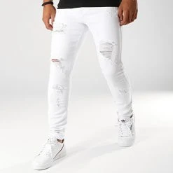 Vente flash 👍 Jean Skinny Avec Déchirures LB054-5 Blanc de LBO ⭐
