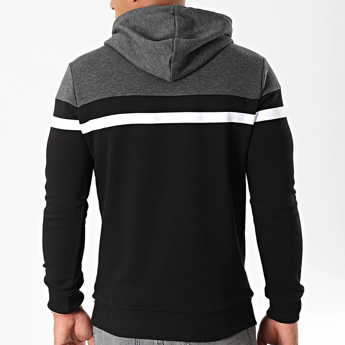 Grosses soldes 👍 Sweat Capuche Slim Fit Tricolore 813 Anthracite Blanc Noir de LBO ⭐ 5 Grosses soldes 👍 Sweat Capuche Slim Fit Tricolore 813 Anthracite Blanc Noir de LBO ⭐ – Image 3