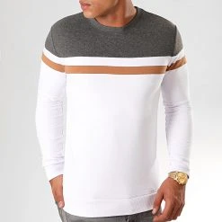 Bon marché ✔️ Sweat Crewneck Tricolore 845 Anthracite Blanc Camel de LBO 👍 -France LBO Soldes Boutique lbo 192059 FAB SHALBO 845 20190930T162842 02