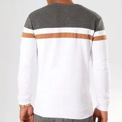 Bon marché ✔️ Sweat Crewneck Tricolore 845 Anthracite Blanc Camel de LBO 👍 -France LBO Soldes Boutique lbo 192059 FAB SHALBO 845 20190930T162847 04