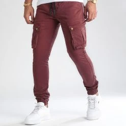 Offres 🎉 Pantalon Cargo Skinny Jumbo Bordeaux de LBO ⭐