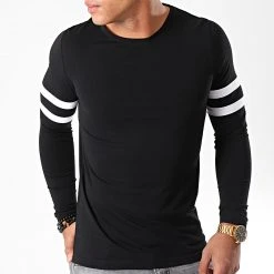 Coupon ⭐ Tee Shirt Manches Longues Avec Bandes Blanches 887 Noir de LBO 🤩 -France LBO Soldes Boutique lbo 192914 FAB SHALBO 887 20190919T114028 04