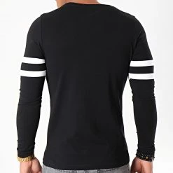 Coupon ⭐ Tee Shirt Manches Longues Avec Bandes Blanches 887 Noir de LBO 🤩 -France LBO Soldes Boutique lbo 192914 FAB SHALBO 887 20190919T114030 05