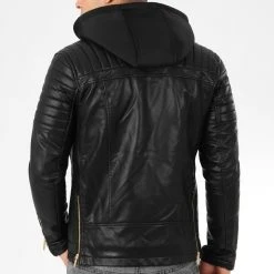 Meilleur prix ✔️ Veste Biker Avec Capuche 79716-1 Noir Doré de LBO ⌛ -France LBO Soldes Boutique lbo 194249 FAB LBO 79716 1 20191209T164552 04