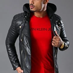 Meilleur prix ✔️ Veste Biker Avec Capuche 79716-1 Noir Doré de LBO ⌛ -France LBO Soldes Boutique lbo 194249 FAB LBO 79716 1 20200106T112453 06