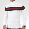 Meilleur prix 🧨 Pull Col Roulé Slim Fit Avec Bande Vert Et Rouge JUM-28 Blanc de LBO 💯 -France LBO Soldes Boutique lbo 197725 FAB LBO 1006 JUM 28 20191126T143248 01