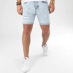 Meilleure affaire 🌟 Short Jean Avec Dechirures BB006 Bleu Clair de LBO ❤️ -France LBO Soldes Boutique lbo 204801 FAB LBO BB006 LIGHT LIGHTDESTR 20191217T152320 03