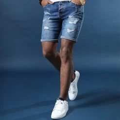 Budget ⌛ Short Jean Avec Dechirures B77005 Bleu Medium de LBO 🌟 -France LBO Soldes Boutique lbo 204810 FAB LBO B77005 MEDIUM DESTR 20200106T155138 05