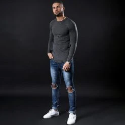 Budget ❤️ Lot De 2 Tee ❤️ Shirts Oversize Manches Longues Unis 961 Gris Anthracite Et Noir de LBO ✨ -France LBO Soldes Boutique lbo 205172 FAB SHALBO 961 20200106T112655 05