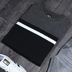 Budget ❤️ Sweat Crewneck Slim Fit Tricolore 959 Anthracite Blanc Noir de LBO 🎁 -France LBO Soldes Boutique lbo 206336 FAB SHALBO 959 20191227T090548 06