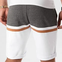 Vente flash ✔️ Short Jogging Tricolore 1058 Anthracite Blanc Camel de LBO ✨ -France LBO Soldes Boutique lbo 211305 FAB SHALBO 1058 20200327T112108 02
