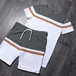 Vente flash ✔️ Short Jogging Tricolore 1058 Anthracite Blanc Camel de LBO ✨ -France LBO Soldes Boutique lbo 211305 FAB SHALBO 1058 20200720T103118 04