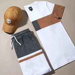 Vente flash ✔️ Short Jogging Tricolore 1058 Anthracite Blanc Camel de LBO ✨ -France LBO Soldes Boutique lbo 211305 FAB SHALBO 1058 20210527T113906 05