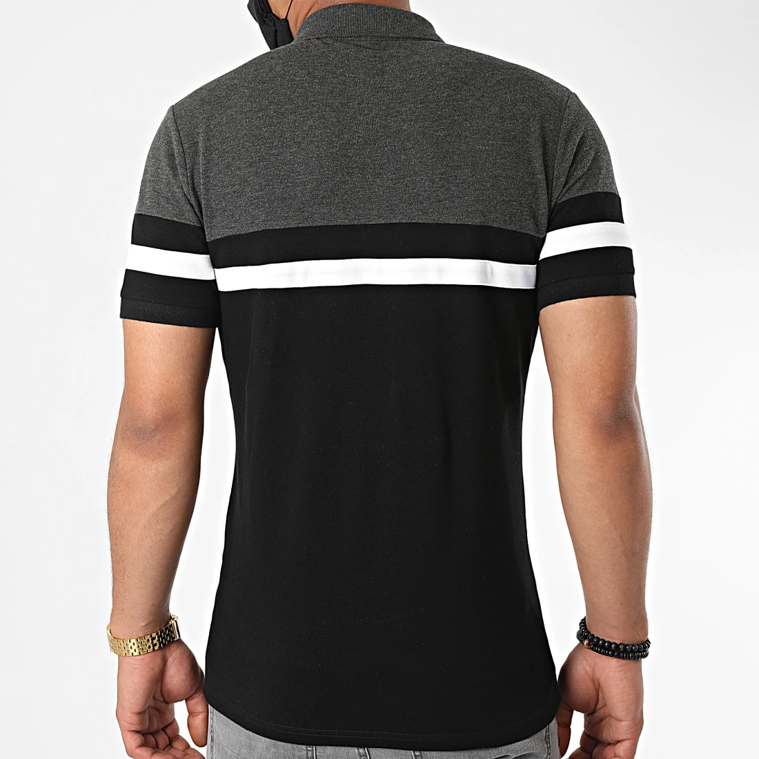 Meilleur prix ✨ Polo Manches Courtes Piqué Tricolore 1047 Noir Anthracite Blanc de LBO 🔥 6 Meilleur prix ✨ Polo Manches Courtes Piqué Tricolore 1047 Noir Anthracite Blanc de LBO 🔥 – Image 4