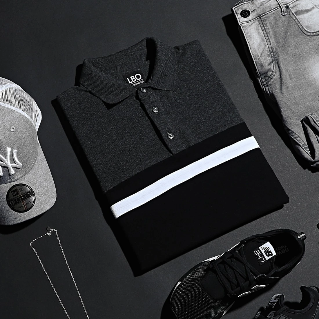 Meilleur prix ✨ Polo Manches Courtes Piqué Tricolore 1047 Noir Anthracite Blanc de LBO 🔥 8 Meilleur prix ✨ Polo Manches Courtes Piqué Tricolore 1047 Noir Anthracite Blanc de LBO 🔥 – Image 6