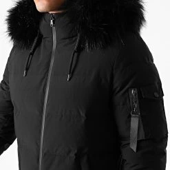 Promo 👏 Doudoune Capuche Poche Bomber Avec Fourrure Noir de LBO 🔥 -France LBO Soldes Boutique lbo 220715 FAB LBO 1005 BL 17 NOIR NOIR 20200929T153616 02