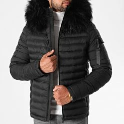 Meilleure affaire ⭐ Doudoune Capuche Ultralight Avec Fourrure Noir de LBO 🌟