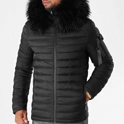 Meilleure affaire ⭐ Doudoune Capuche Ultralight Avec Fourrure Noir de LBO 🌟 -France LBO Soldes Boutique lbo 220716 FAB LBO 1005 DDN 18 NOIR NOIR 20201013T085611 03