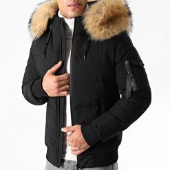 Grosses soldes 👏 Doudoune Capuche Poche Bomber Avec Fourrure Noir Beige de LBO 🛒 -France LBO Soldes Boutique lbo 221053 FAB LBO 1005 BL 25 NOIR BEIGE 20200929T153644 01